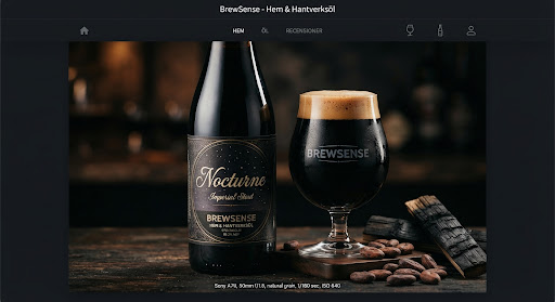 Mörk, rostad stout i glas mot djup bakgrund.